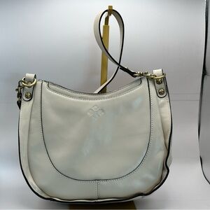 Patricia Nash Caletta Leather Hobo Crossbody Shoulder Bag – Latte